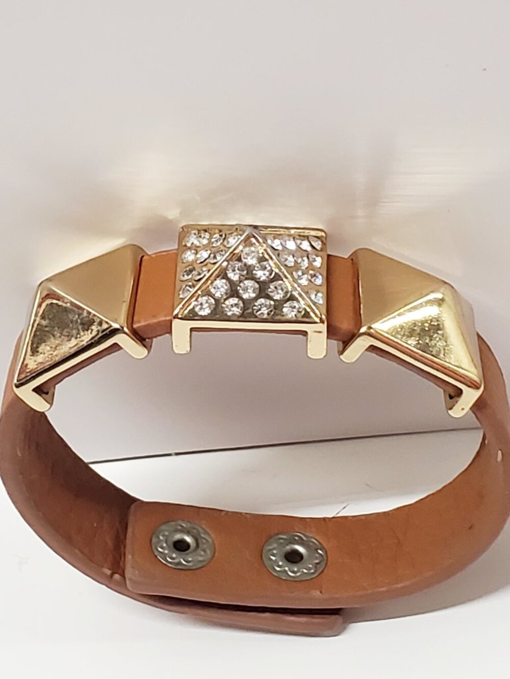 Pave Pyramid Stud Rhinestone Bracelet - Picture 2 of 5